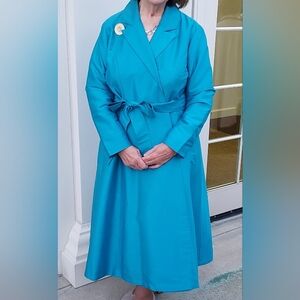 Gorgeous Aqua Frances Valentine Lucille Dupioni Wrap Dress 1X